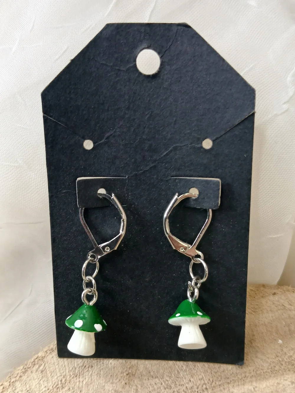 Gold Mushroom Drop Earrings with Pink Caps